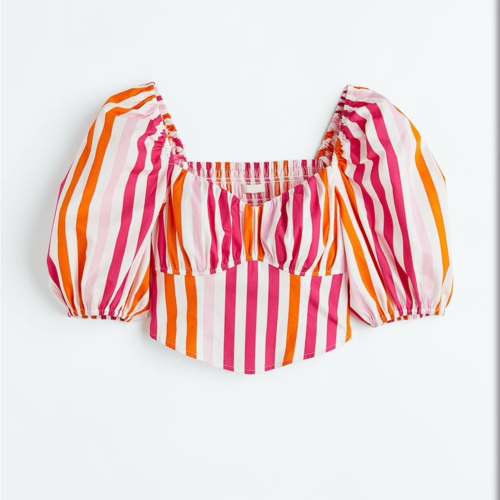 ❤️H&M Pink and Orange Puff Sleeve Blouse ❤️